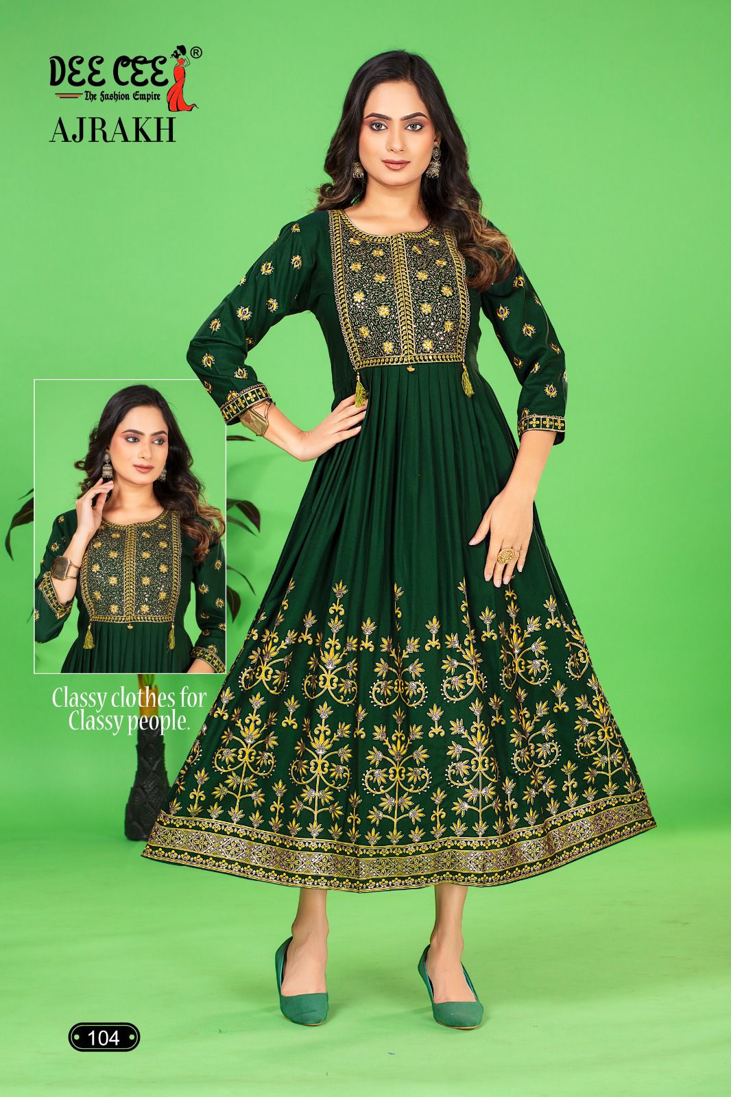 Ajrakh By Dee Cee Rayon Printed Designer Long Kurtis Wholesale Price In Surat
